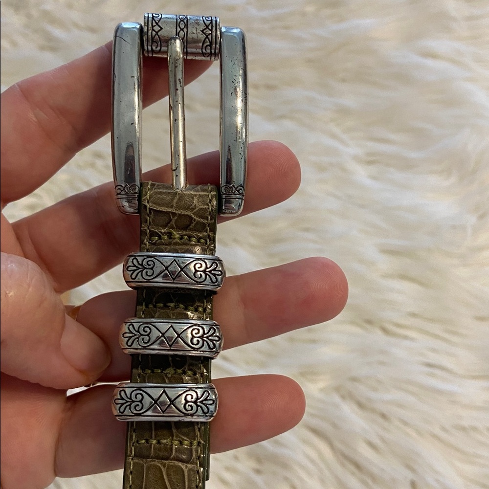 Brighton Crocodile Pattern Belt with Silver Accents size 28 excellent condition - Picture 3 of 8
